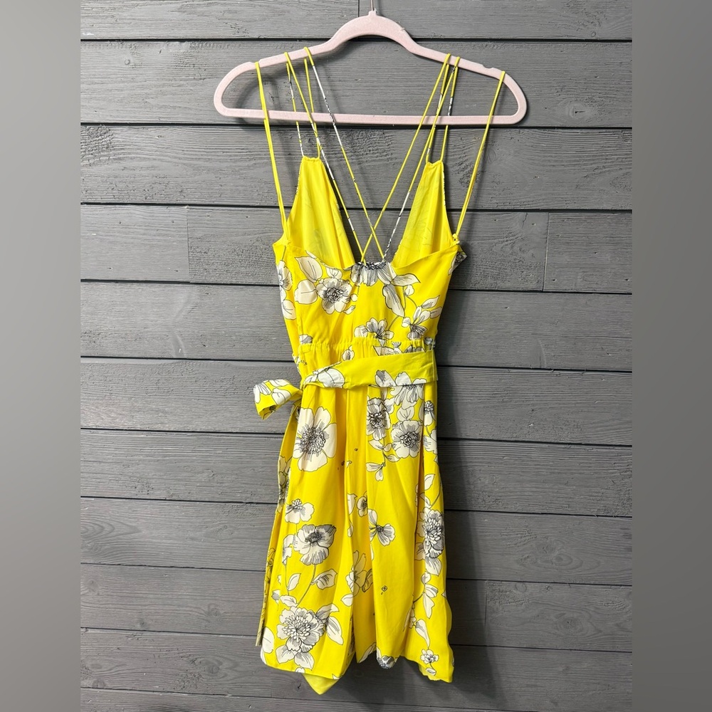 NWT Alice + Olivia Susana Yellow Floral Wrap Mini Dress Begonia Citrus Sz 10 - Picture 9 of 15